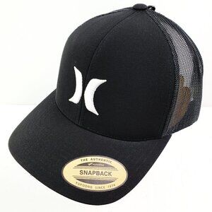 Hurley Snapback Hat Cap Del Mar Trucker Mesh Adjustable Black White Logo NWT